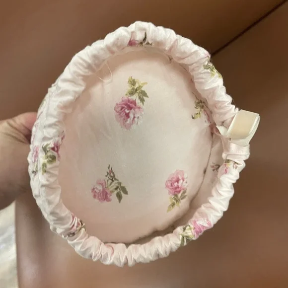 Shabby Chic Pink Floral Bolster Pillow - Picture 3 of 7